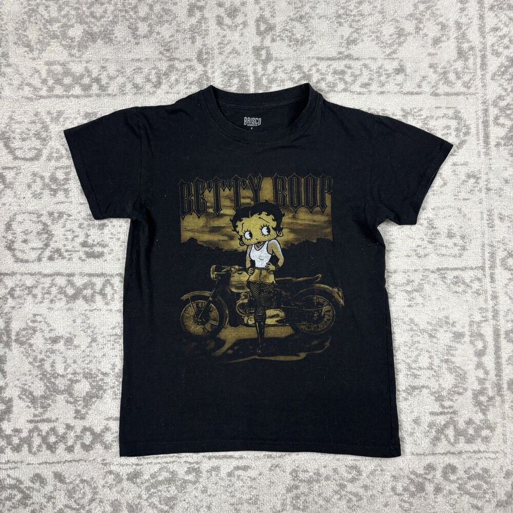 Betty Boop T Shirt Black Casual Motorcycle Print Y2K Classic Tee Size Small